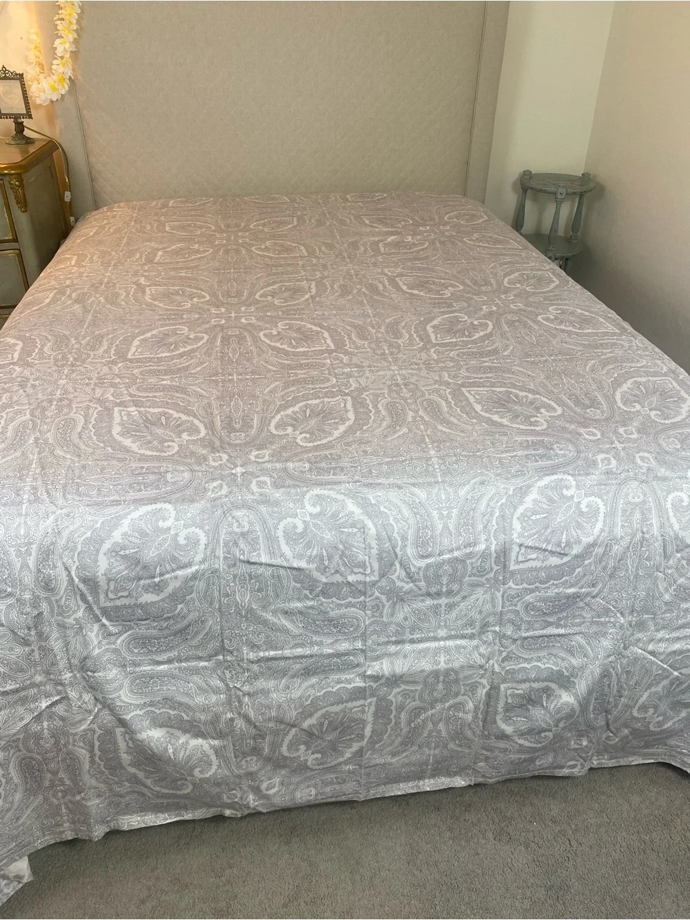 Neutral Paisley Luxury King Flat sheet 100% cotton India